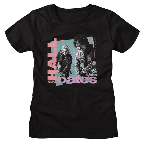 Hall and Oates Rockin Out Ladies T-Shirt - Black