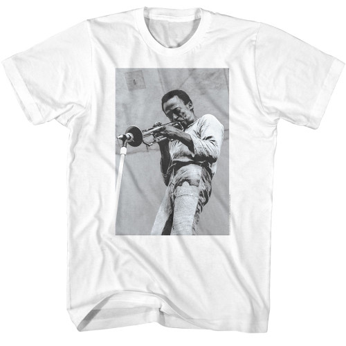 Miles Davis Trumpet Into The Mic T-Shirt - White