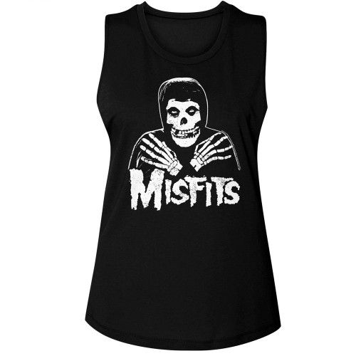 Misfits Skull Crossed Arms Ladies Muscle Tank - Black