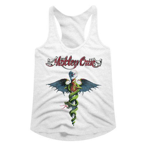 Motley Crue Dr Feel Good Ladies Racerback - White