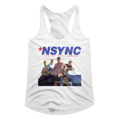 NSYNC Want You Back Ladies Racerback - White