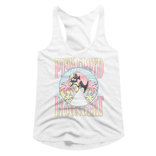 Pink Floyd Palm Tree Ladies Racerback Top - White