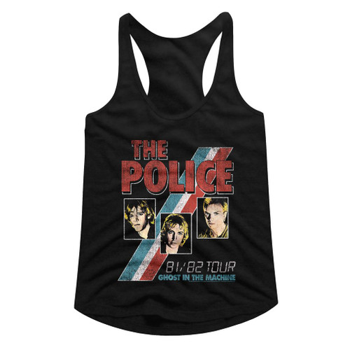The Police Ghost In The Machine Ladies Racerback - Black