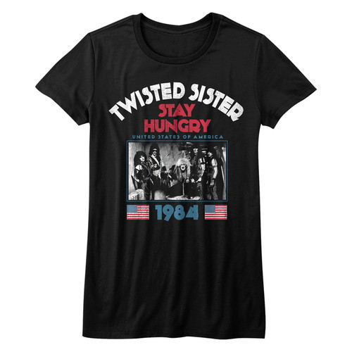 Twisted Sister Stay Hungry 1984 Ladies T-Shirt - Black