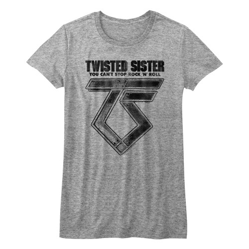 Twisted Sister Can't Stop Rock 'n' Roll Ladies T-Shirt - Gray