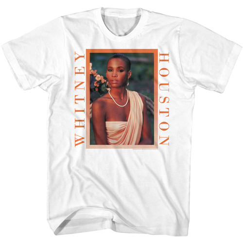 Whitney Houston Peachy Border T-Shirt - White