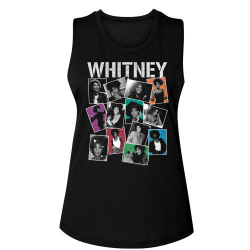 Whitney Houston Photo Ladies Muscle Tank - Black