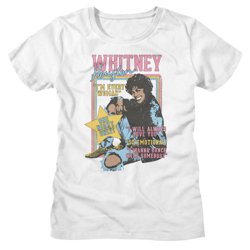 Whitney Houston One Night Only Ladies T-Shirt - White