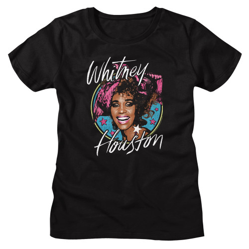 Whitney Houston Stars Ladies T-Shirt - Black