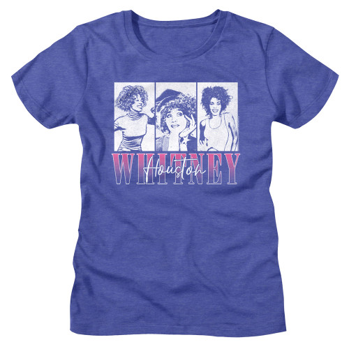 Whitney Houston Three Rectangle Ladies T-Shirt - Royal