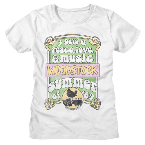 Woodstock Summer Of 69 Ladies T-Shirt - White