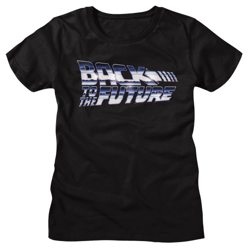 Back To The Future Chrome The Future Ladies T-Shirt - Black