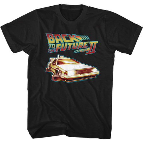 Back To The Future Car With Flat Wheels T-Shirt - Black