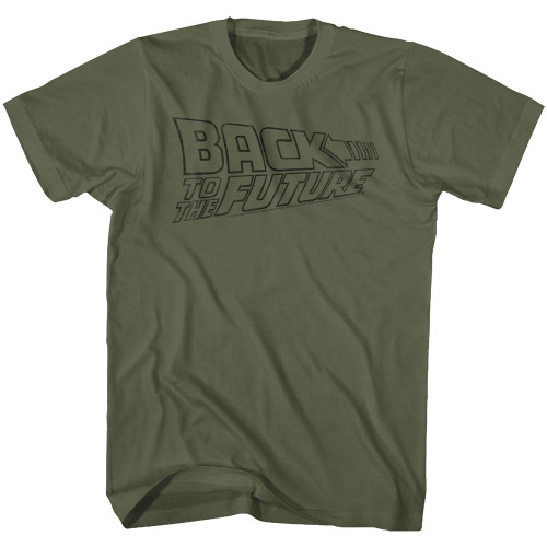 Back To The Future Logo Fade T-Shirt - Military Green