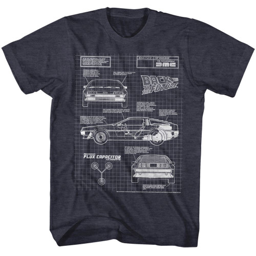 Back To The Future Blueprint 2 T-Shirt - Navy