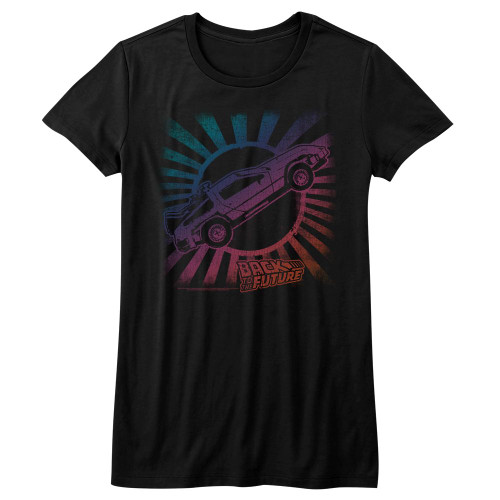 Back To The Future Rainbow Ladies T-Shirt - Black