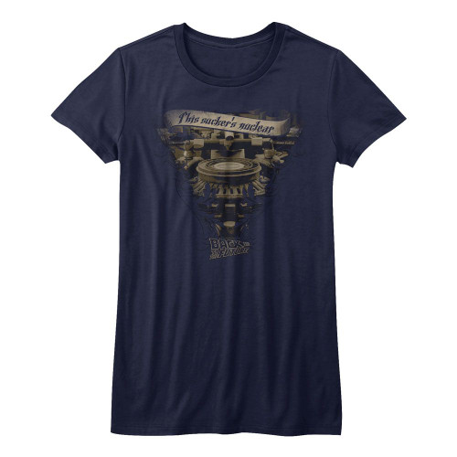 Back To The Future Very Elaborate Ladies T-Shirt - Navy