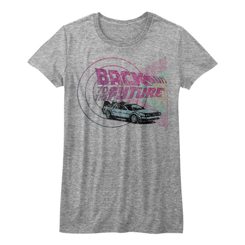 Back To The Future Time Machine Ladies T-Shirt - Gray