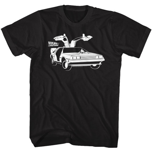 Back To The Future BW Car T-Shirt - Black