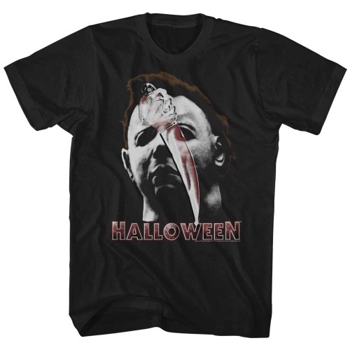 Halloween Mask & Knife T-Shirt - Black