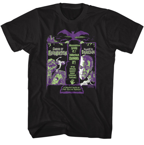 Hammer Horror Franken Drac Recolor T-Shirt - Black