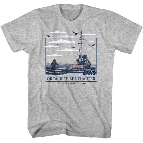 JAWS Orca Deep Sea Boat T-Shirt - Gray