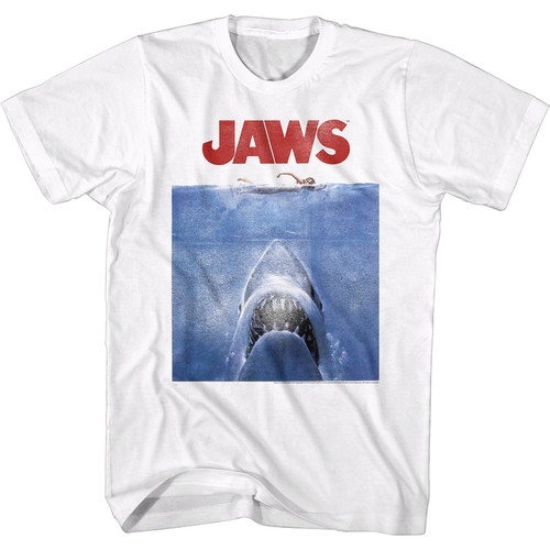 JAWS Poster Blue T-Shirt - White