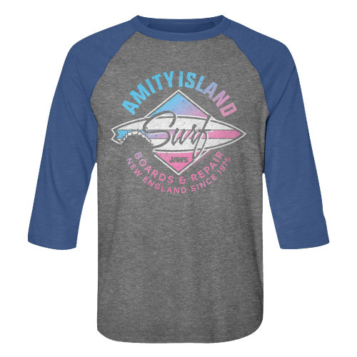 JAWS Amity Island Reef Raglan Shirt - Blue/ Gray