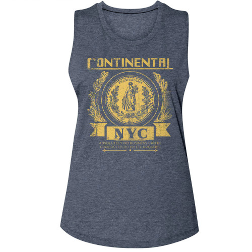 John Wick Continental NYC Ladies Muscle Tank - Antique Denim