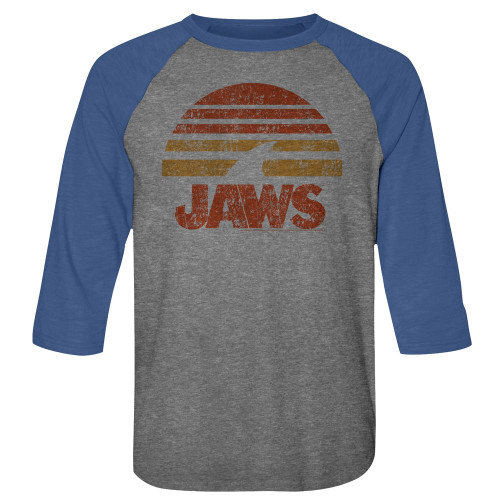 JAWS Shark Sun Raglan Shirt - Blue / Gray