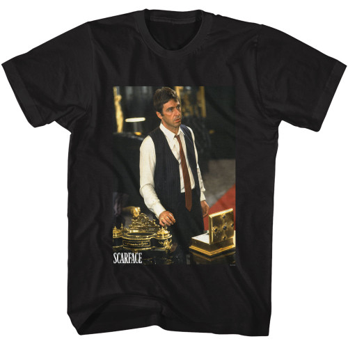 Scarface Tony At His Desk T-Shirt - Black