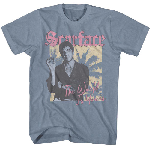 Scarface The World is Yours 2 T-Shirt - Indigo Heather