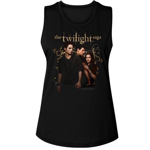 Twilight Edward, Jacob, Bella Ladies Muscle Tank - Black