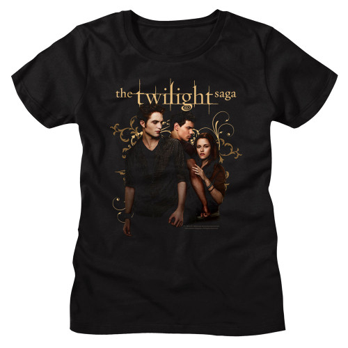 Twilight Edward, Jacob, Bella Ladies T-Shirt - Black