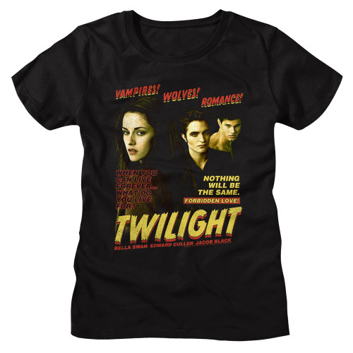 Twilight Vampires Wolves Romance Ladies T-Shirt - Black