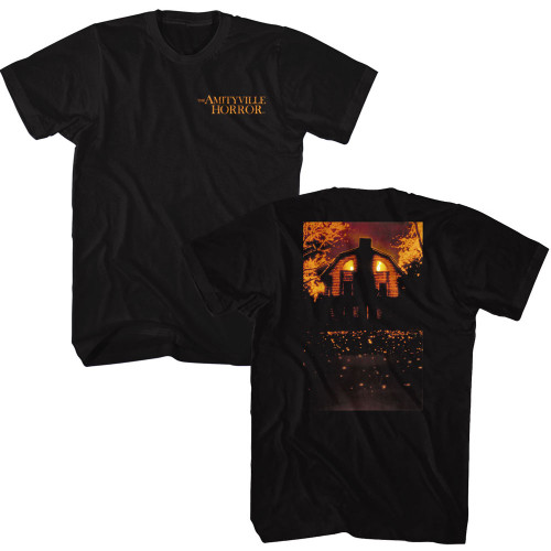 Amityville Horror House And Logo T-Shirt - Black