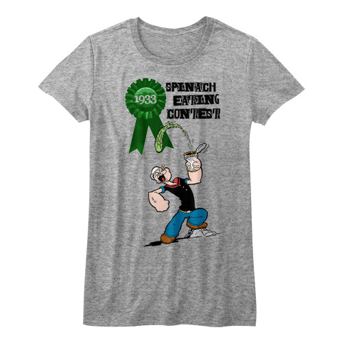 Popeye Spinach Contest Ladies T-Shirt - Gray