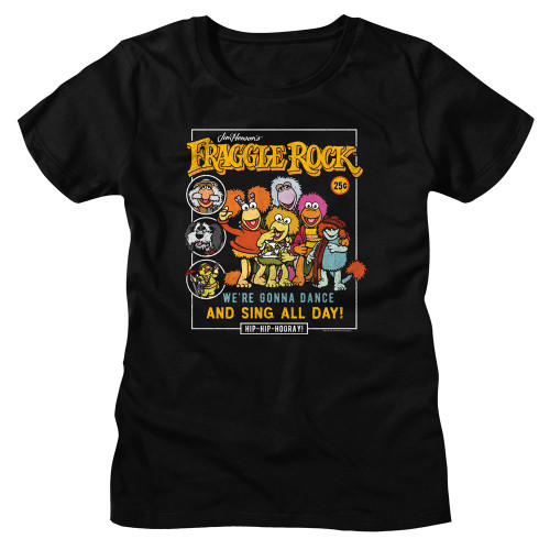 Fraggle Rock Comic Cover Style Ladies T-Shirt - Black