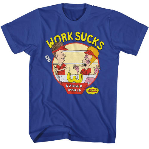 MTV Beavis & Butthead Work Sucks T-Shirt - Royal