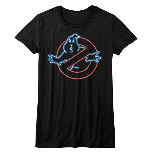 Ghostbusters Neon Ghost Ladies T-Shirt - Black