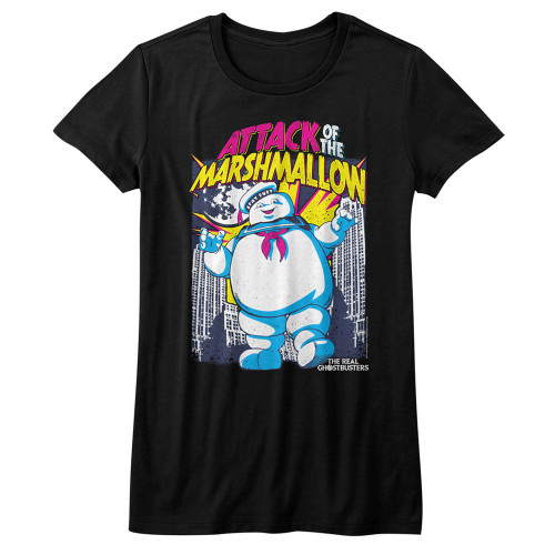 Ghostbusters Marshmallow Ladies T-Shirt - Black