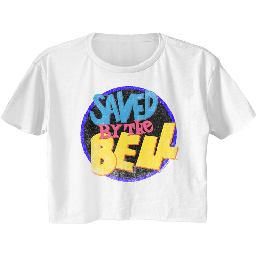 Saved By The Bell Logo Ladies Crop Top - White