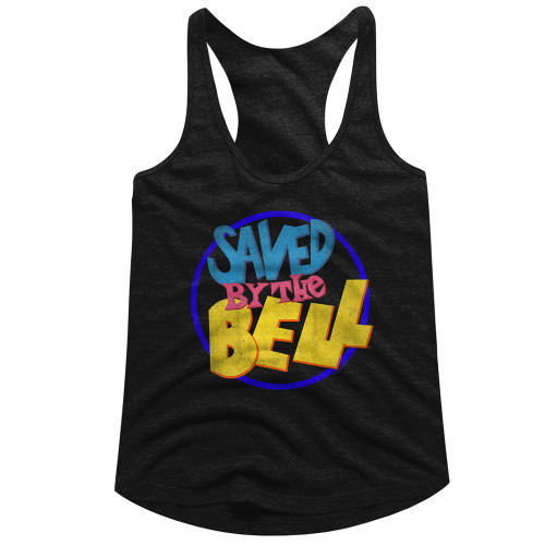 Saved By The Bell Round Logo Ladies Racerback - Black