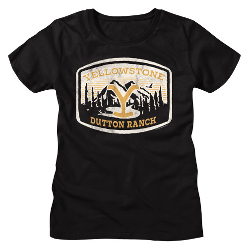 Yellowstone Dutton Ranch Patch Ladies T-Shirt - Black