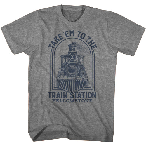 Yellowstone To The Train Station T-Shirt - Graphite