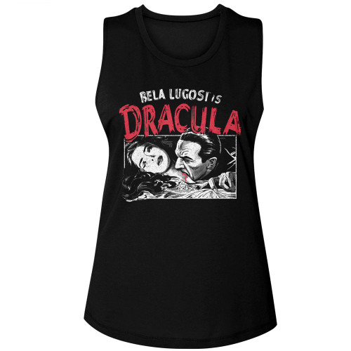 Bela Lugosi Dracula Feeding Ladies Muscle Tank - Black