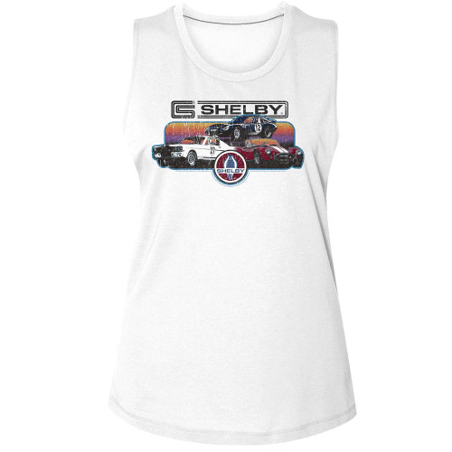 Shelby Gradient Collage Ladies Muscle Tank - White