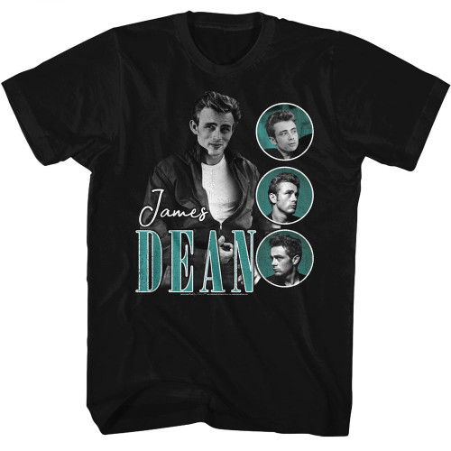 James Dean Three Circles Teal T-Shirt - Black