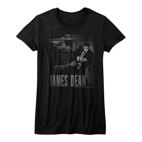 James Dean Camera Ladies T-Shirt - Black