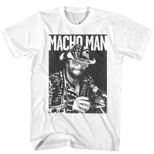 WWE Randy Savage Macho Man B&W Macho T-Shirt - White